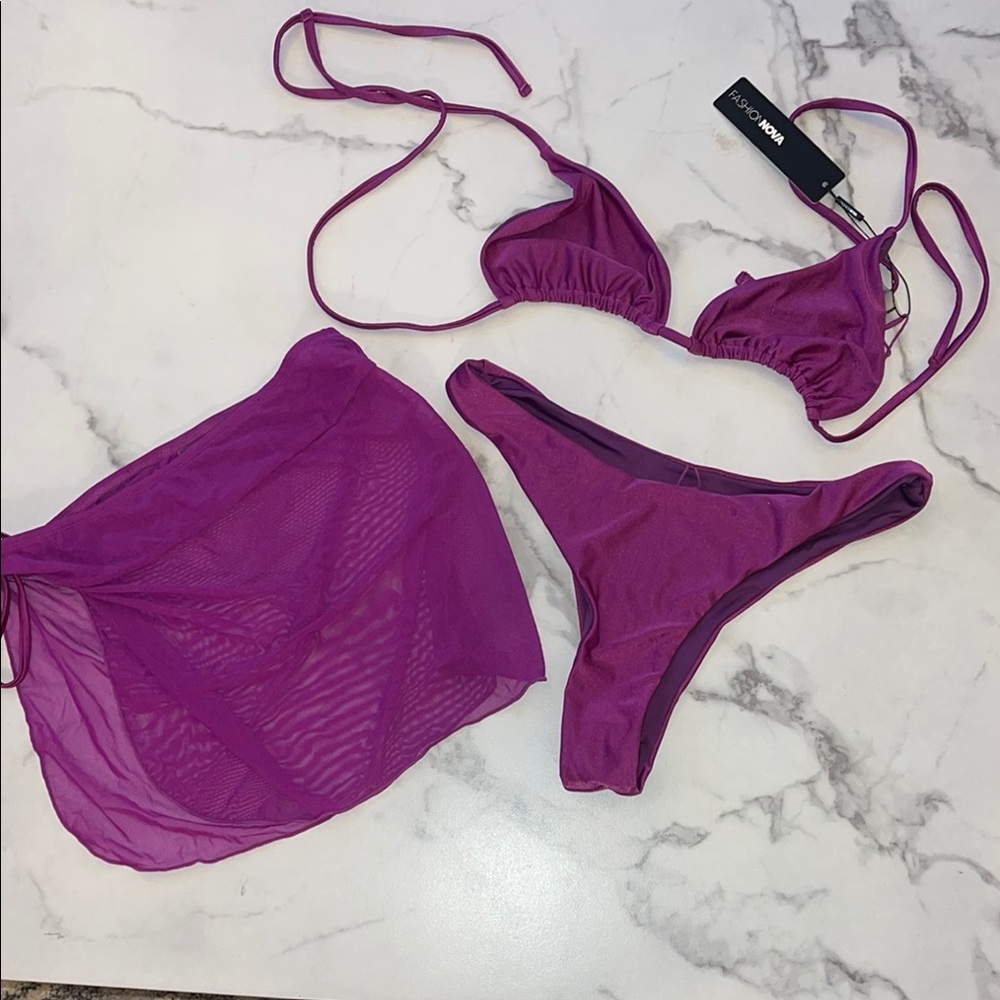 Fashion Nova Purple Bikini Set Swimwear